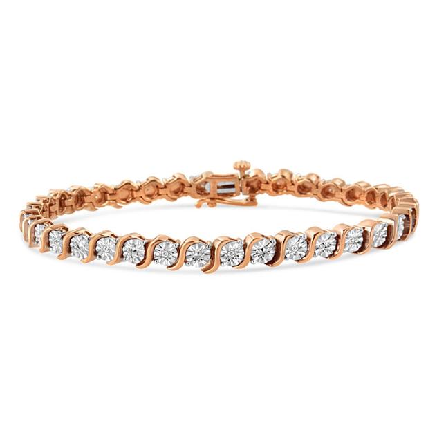Haus of Brilliance 14kt. Rose Gold Plated Tennis Bracelet