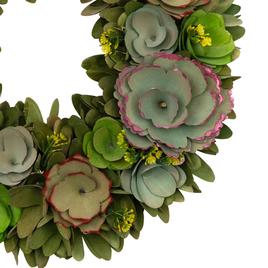 Northlight Seasonal Wooden Mini Flowers Artificial Spring Wreath
