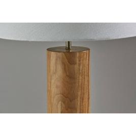 9th & Pike® 26in. White Shade Natural Wood Cylinder Table Lamp