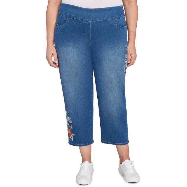 Plus Size Alfred Dunner El Paso Embroidered Denim Ankle Pants