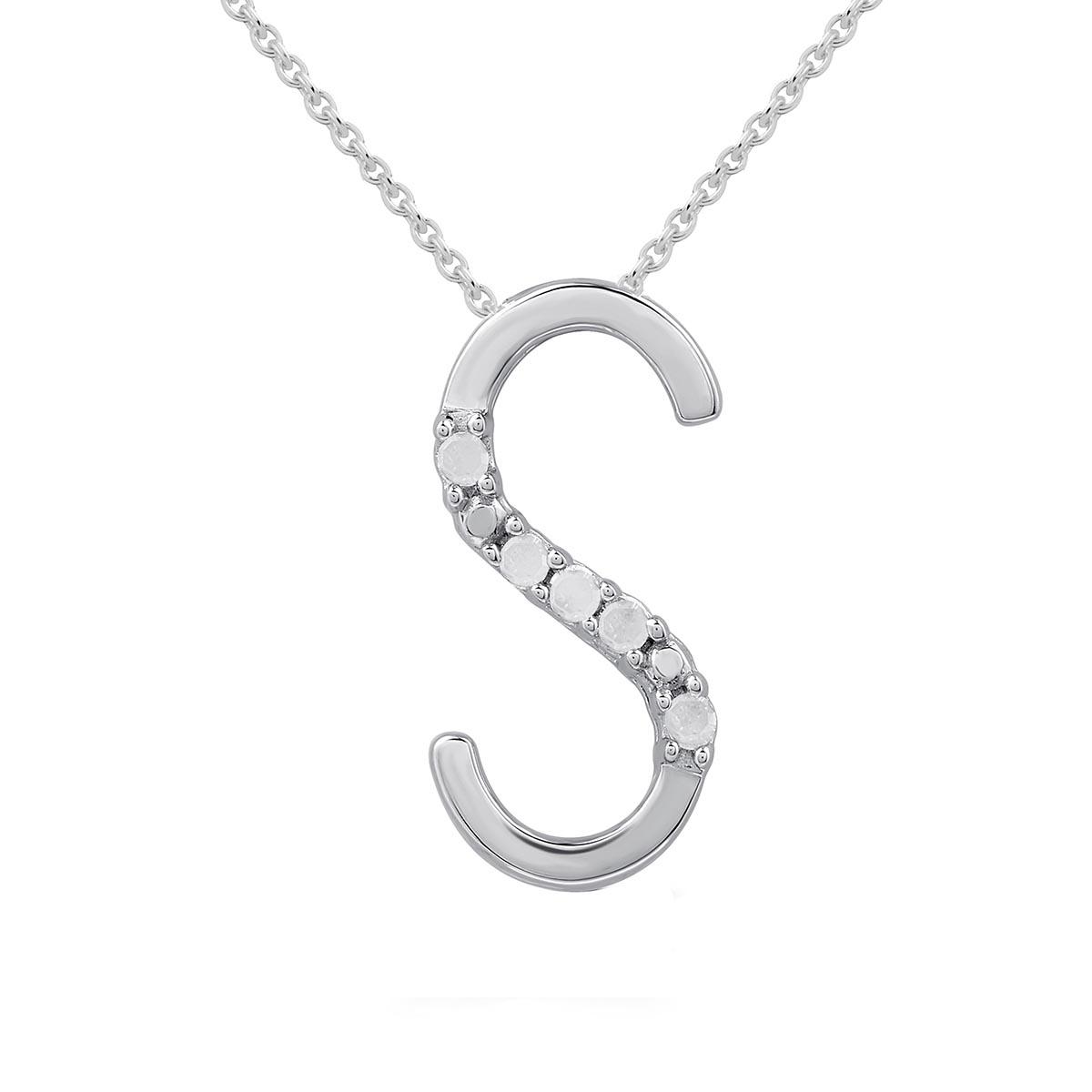 1/20cttw. Natural Diamond Sterling Silver Letter S Pendant