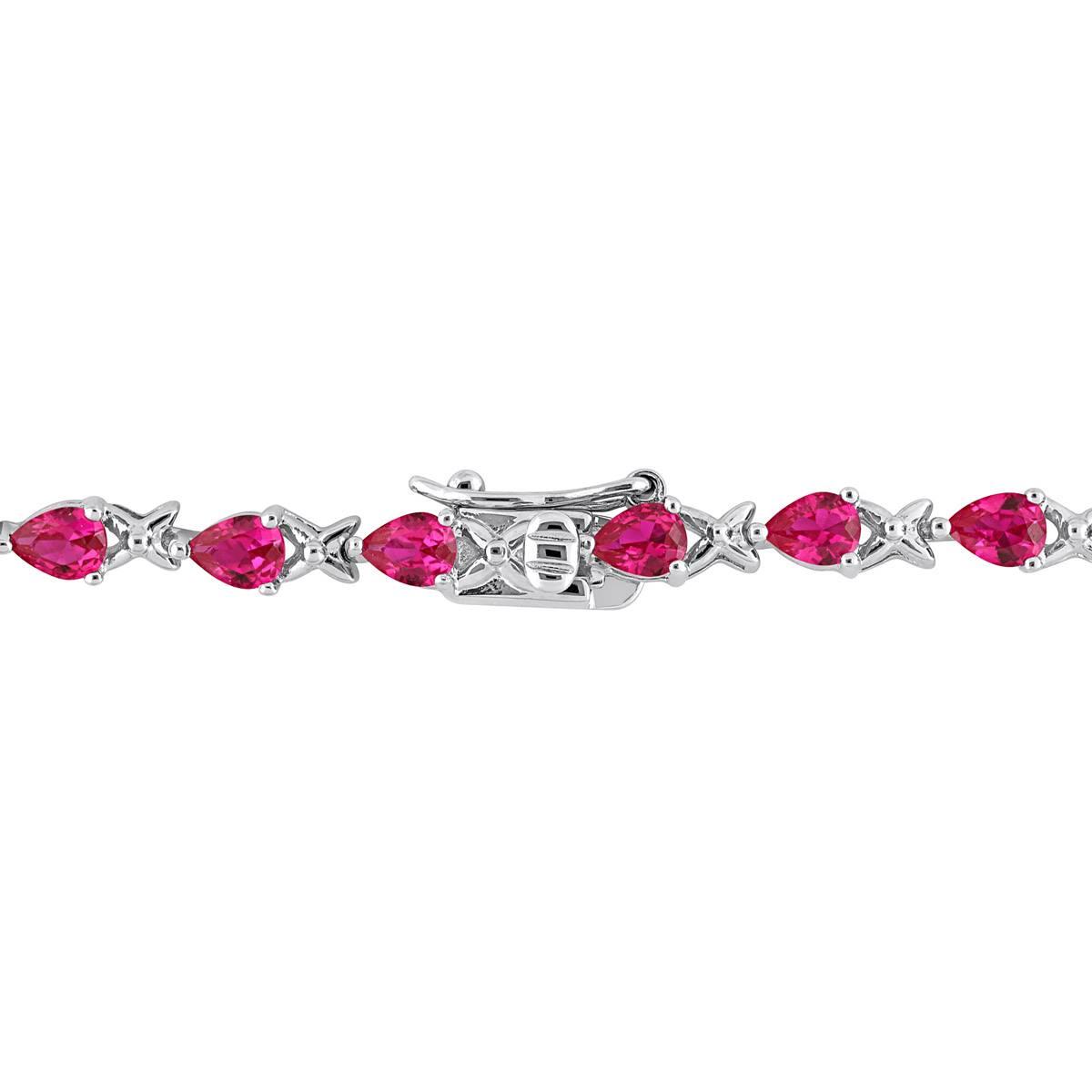 Gemstone Classics™ 5 1/3ctw. Created Ruby X-Link Silver Bracelet