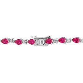 Gemstone Classics™ 5 1/3ctw. Created Ruby X-Link Silver Bracelet