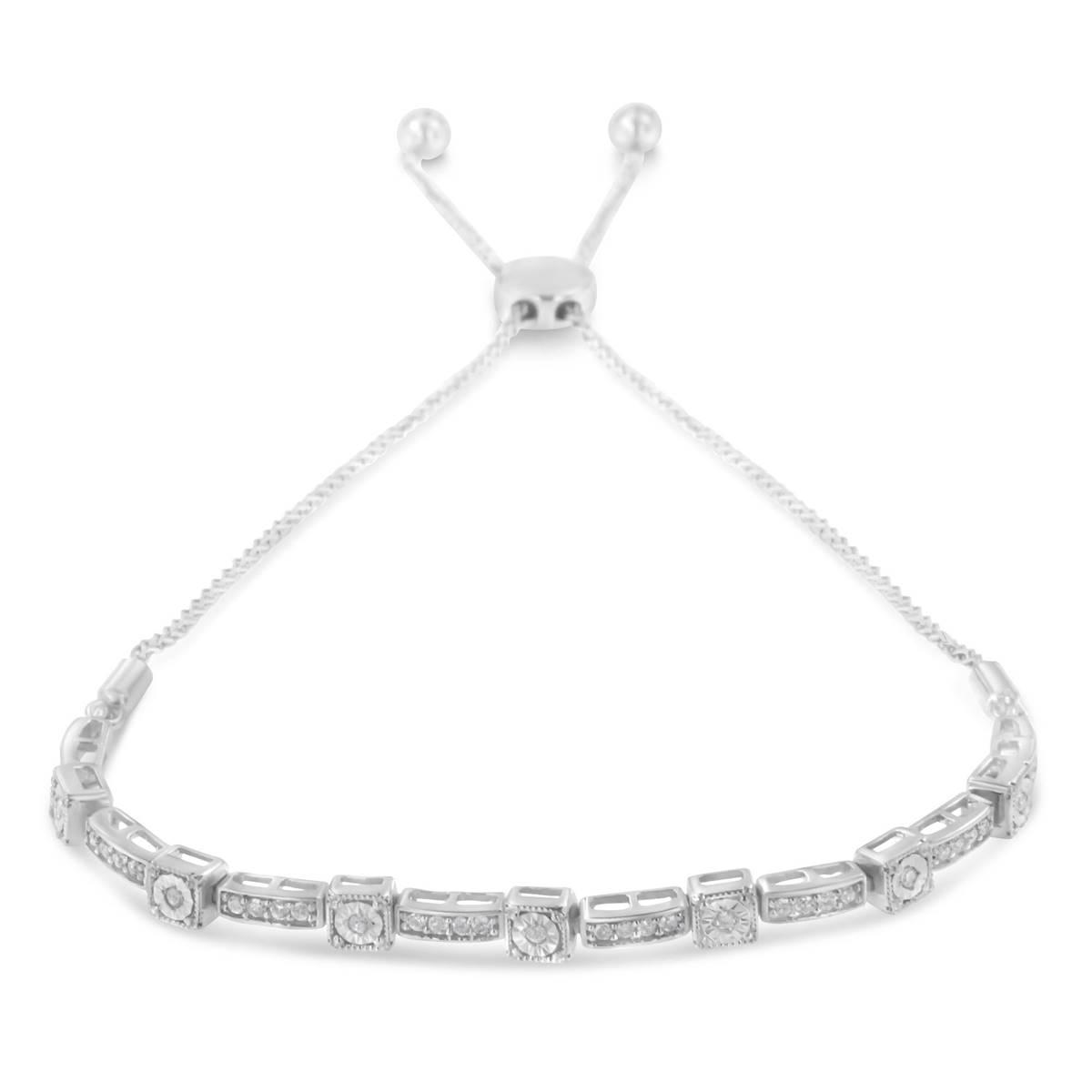 Haus of Brilliance 1/4ctw. Diamond Adjustable Bolo Bracelet
