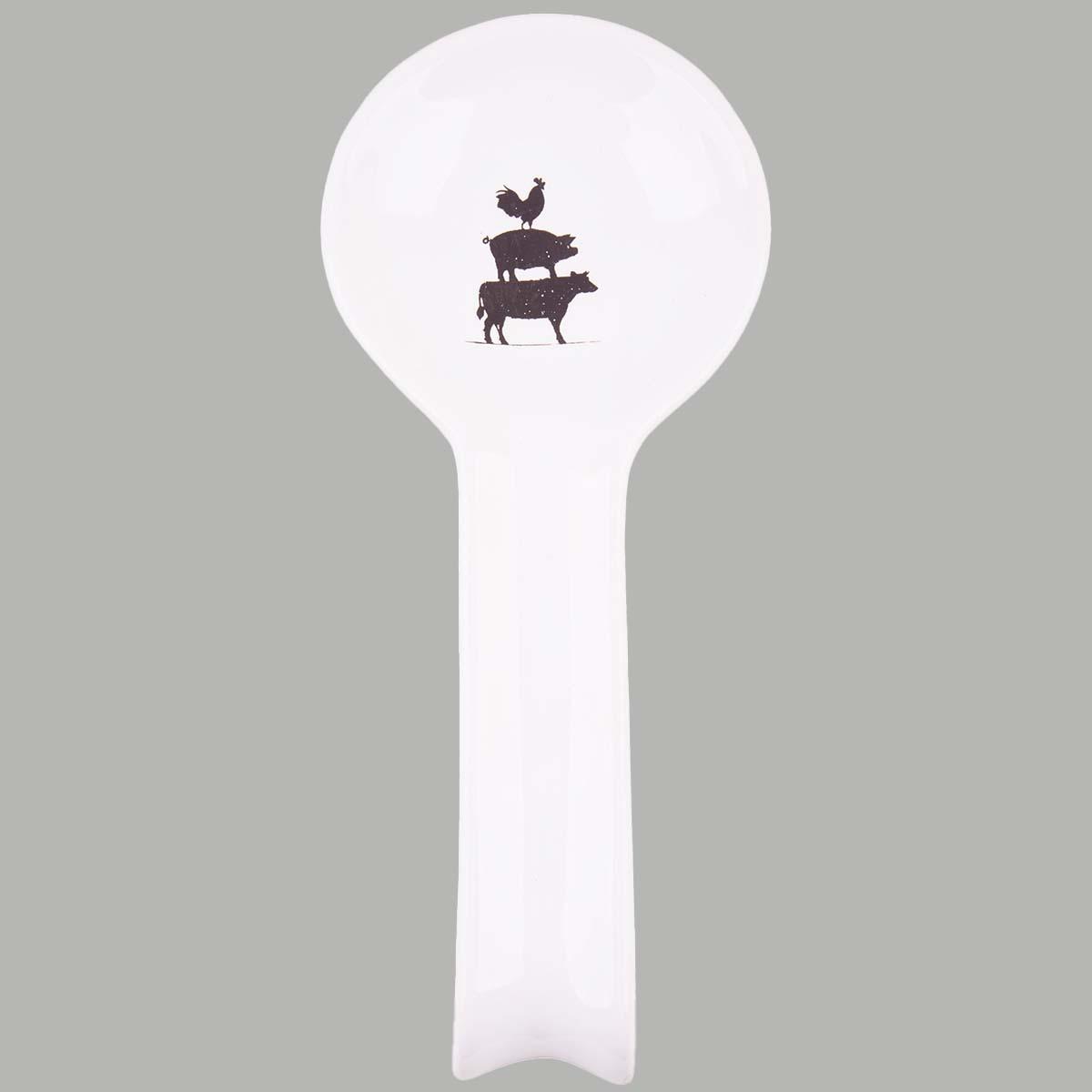Home Essentials 11.5 in. Deboss Cow Pig Roster Spoon Rest