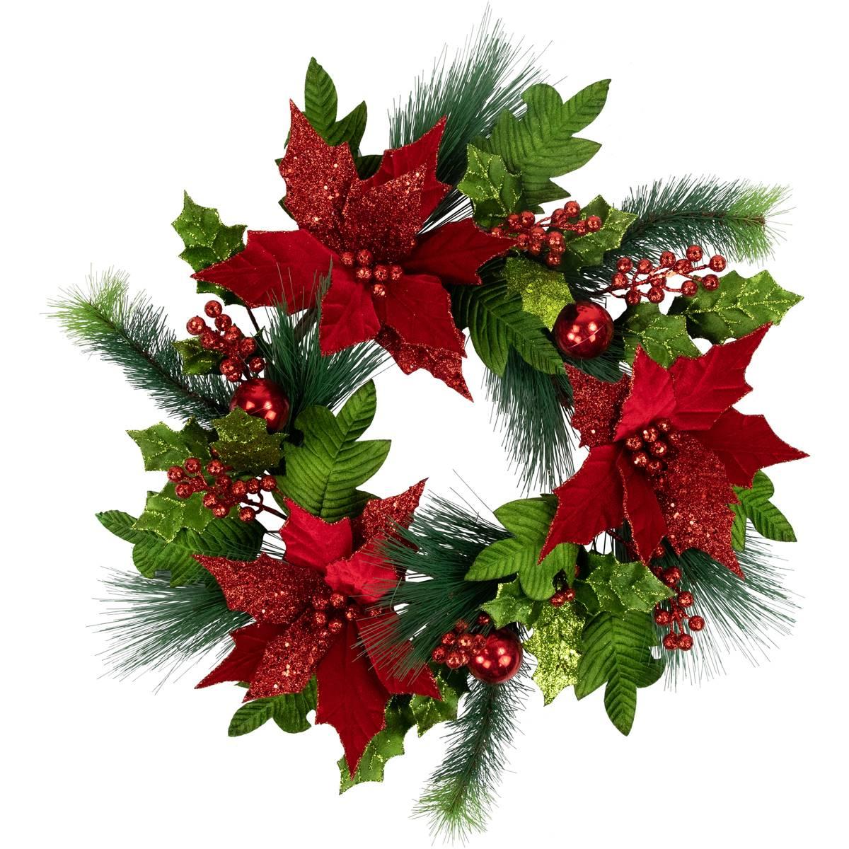 Northlight Seasonal 24in. Red Poinsettia Christmas Wreath