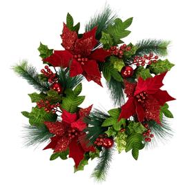 Northlight Seasonal 24in. Red Poinsettia Christmas Wreath