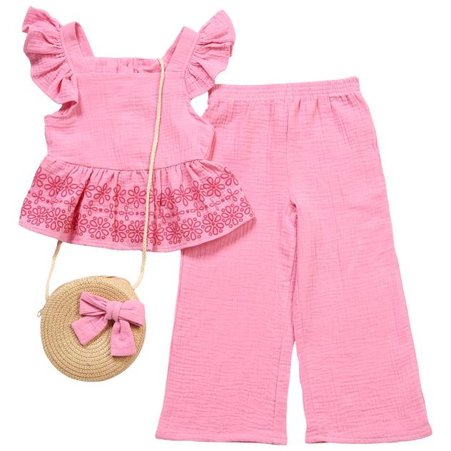 Toddler Girl Little Lass® Eyelet Culotte Sets with Purse