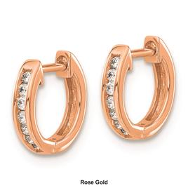 Pure Fire 14kt. Rose Gold Diamond Hinged Hoop Earrings
