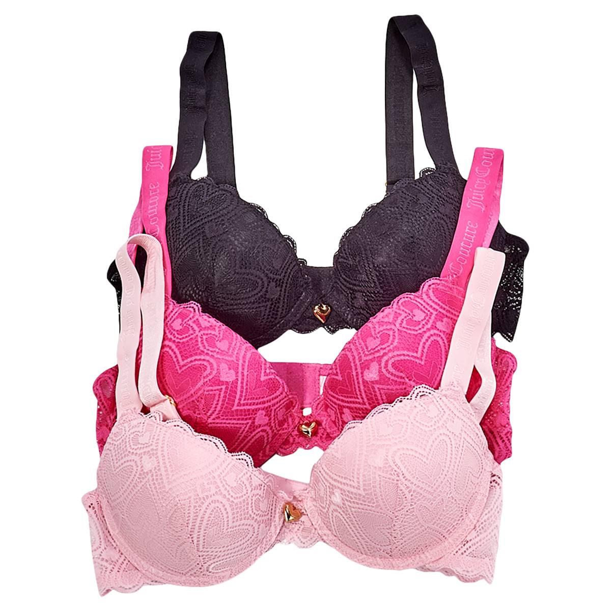 Womens Juicy Couture 3Pk Bra W/ Charm - JC5416-3PKE