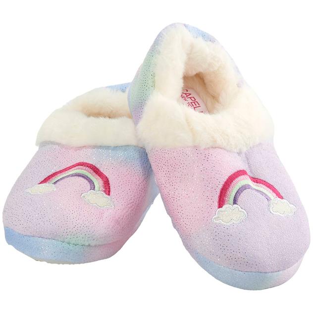 Big Girls Capelli® New York Rainbow Foil Faux Fur Lined Slippers