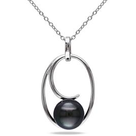 Gemstone Classics(tm) Black Tahitian Pearl Geometric Pendant