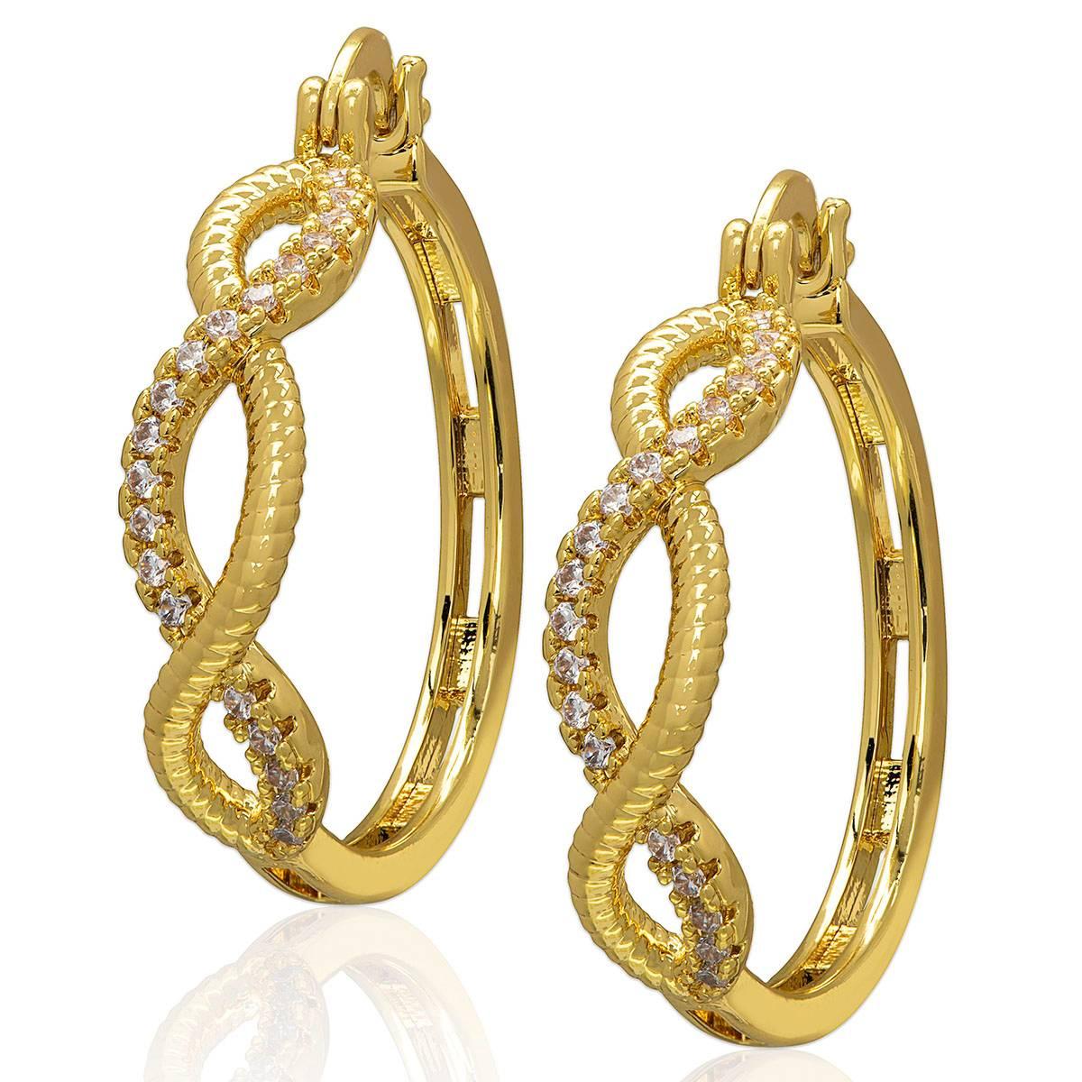 14kt. Gold Plated & CZ Infinity Hoop Earrings