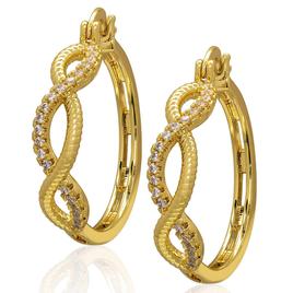 14kt. Gold Plated & CZ Infinity Hoop Earrings