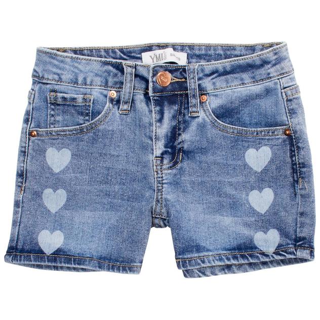 Girls (7-14) YMI® Three Hearts Denim Shorts