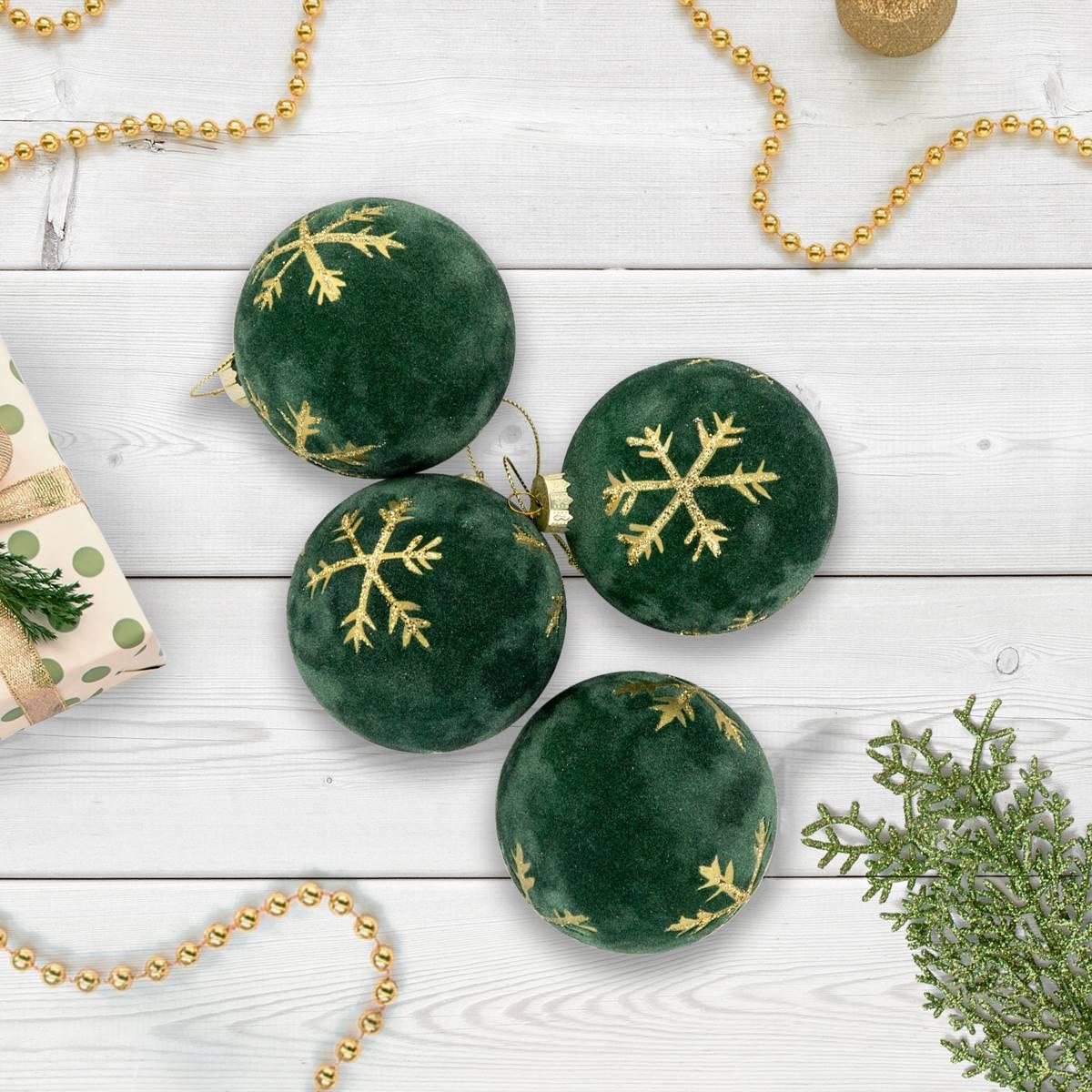 Northlight Seasonal 3in. Velvet Christmas Ornaments - Set of 4