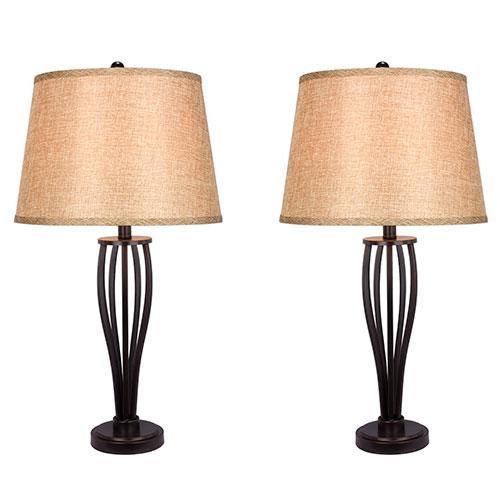 Fangio Lighting Set of 2 Metal Cage Table Lamps