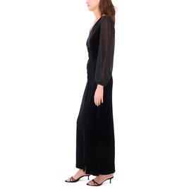 Womens MSK Long Sleeve Velvet Surplice Side Slit Maxi Dress