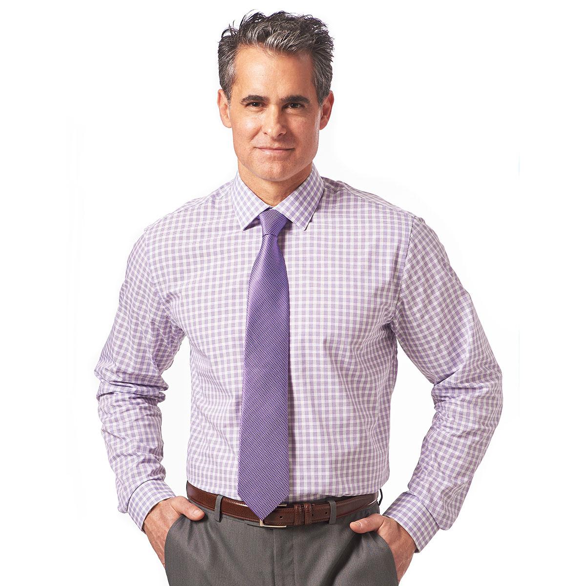 Mens Christian Aujard Fitted Plaid Dress Shirt - Purple