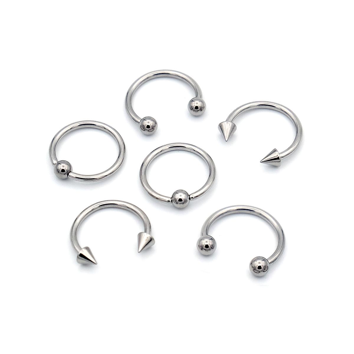 6pk. 16-Gauge Captive Bead Rings & Spikes Set