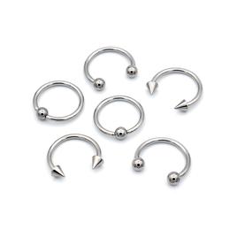 6pk. 16-Gauge Captive Bead Rings & Spikes Set