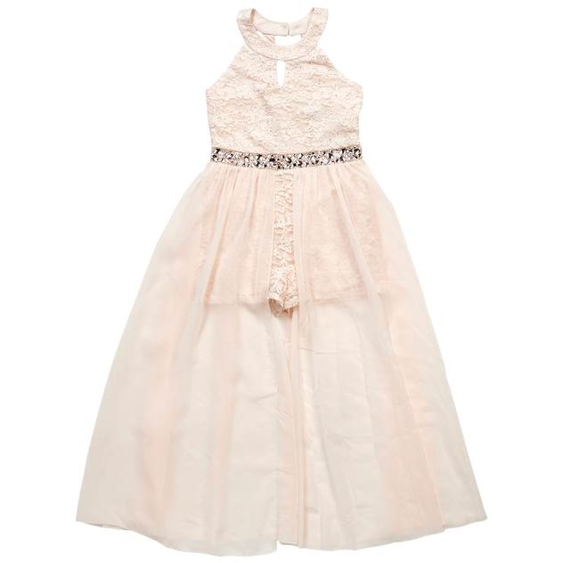 Girls (7-16) Speechless® Sleeveless Halter Walk Thru Lace Dress