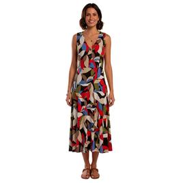 Petite Anne Klein Sleeveless Abstract Leaf Midi Dress