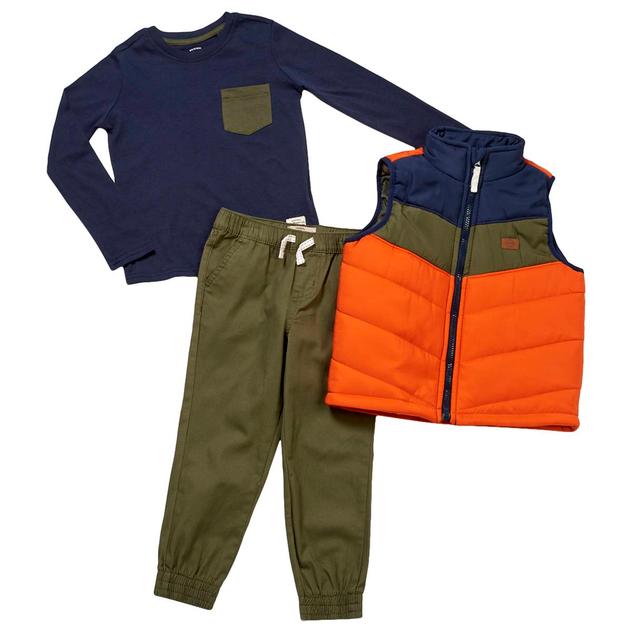 Boys (4-7) Weatherproof® 3pc. Vest & Joggers Set - Olive/Orange