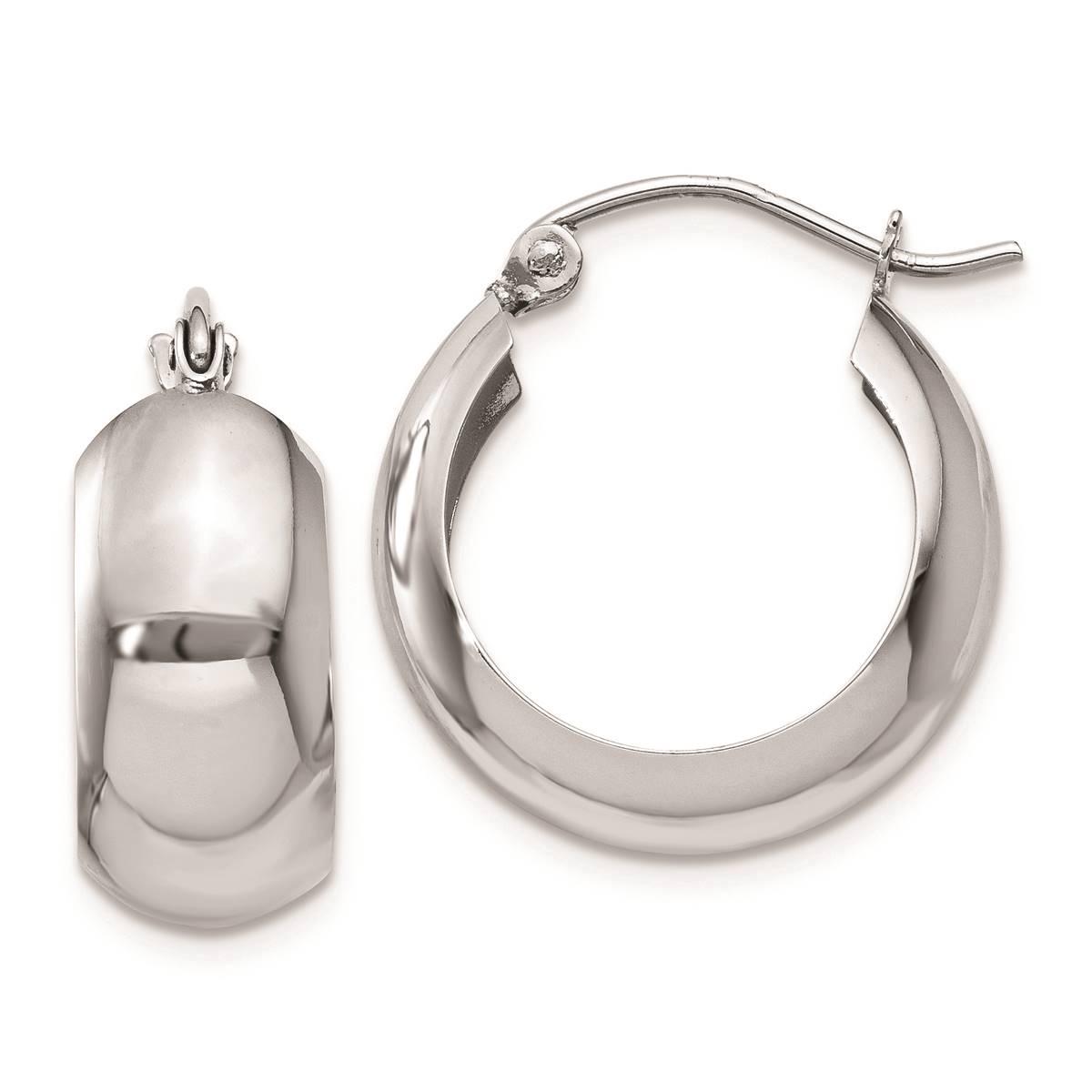 Gold Classics(tm) 14kt. White Gold 13x7mm Hoop Earrings