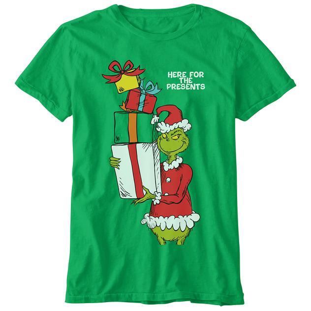 Boys (8-20) Here for the Presents Grinch Short Sleeve Tee