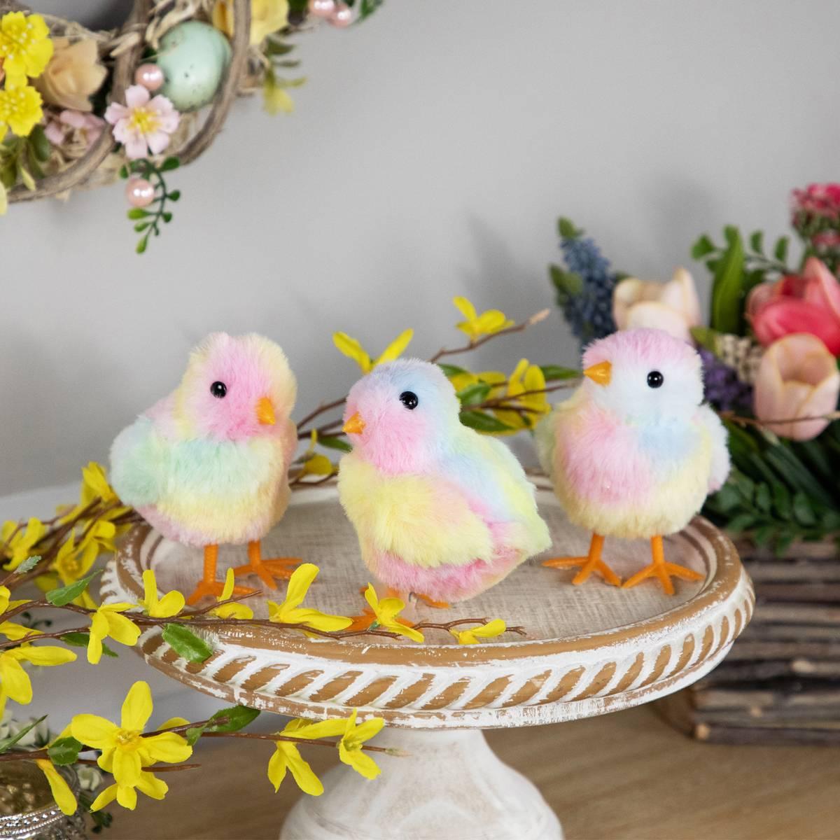 Northlight Seasonal Tie Dye Easter Chick Figurines - Set of 3