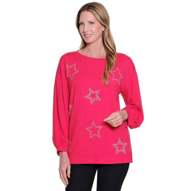Womens Multiples Long Sleeve Gem Embellishment Star Sweater