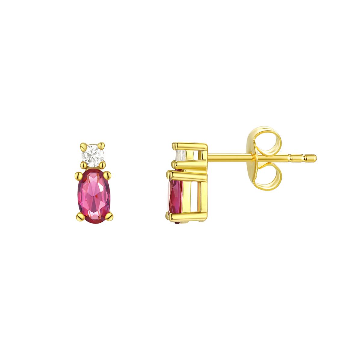 Oval Simulated Amethyst February Birthstone Stud Earrings
