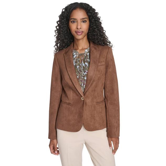 Womens Tommy Hilfiger Suede One Button Blazer