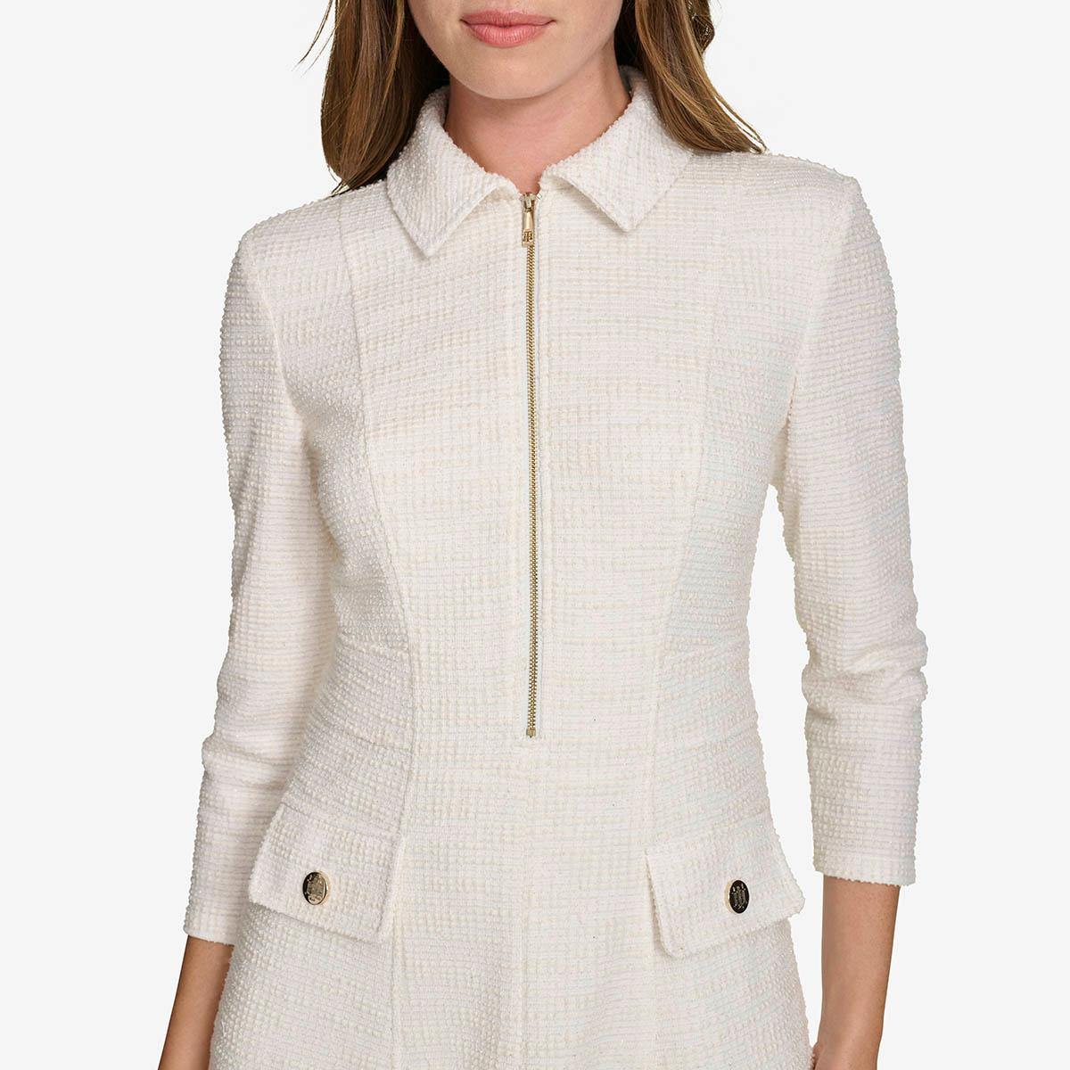 Womens Tommy Hilfiger Long Sleeve Boucle Fit & Flare Dress