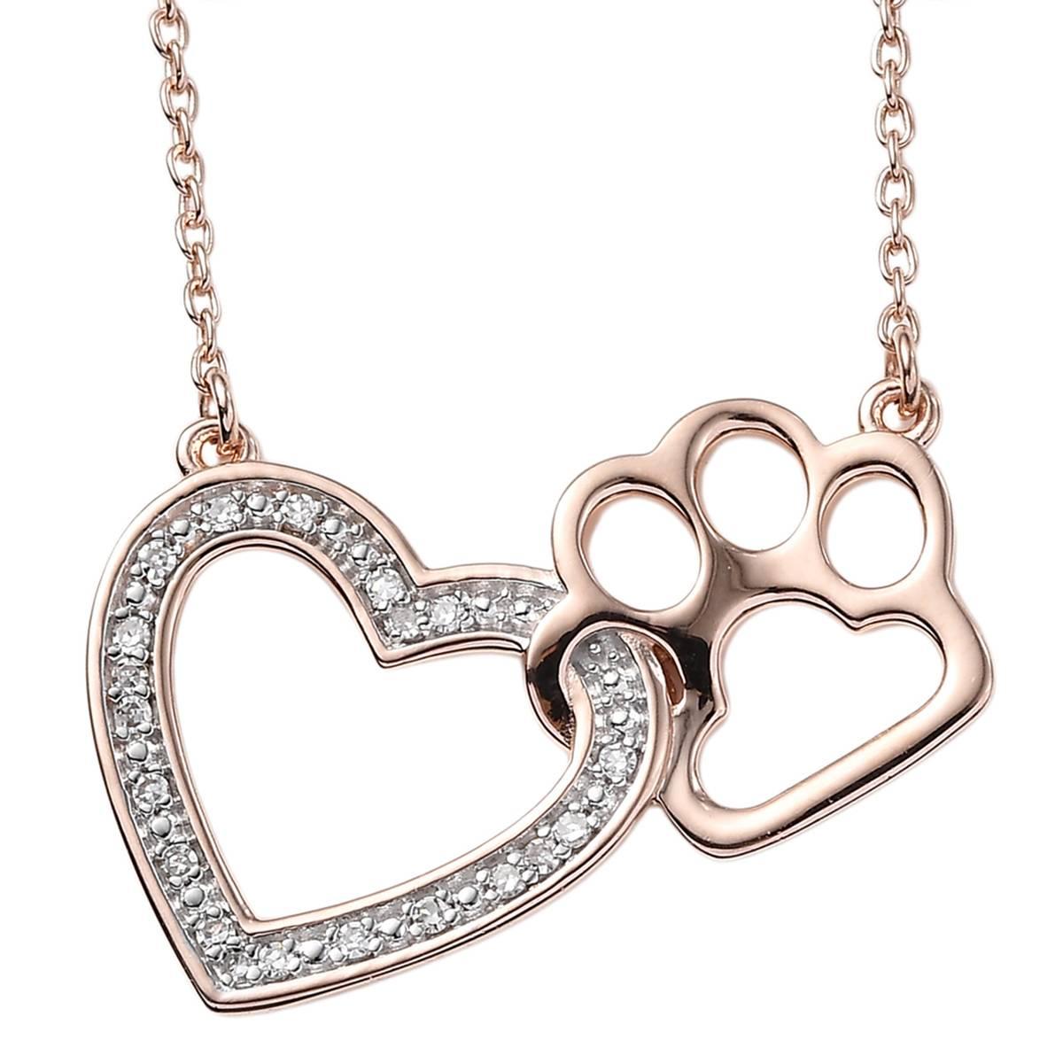 Nova Star(R) Rose Gold Plated Lab Grown Diamond Paw Heart Pendant