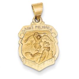 Unisex Gold Classics(tm) 14kt. St. Michael Badge Medal Pendant