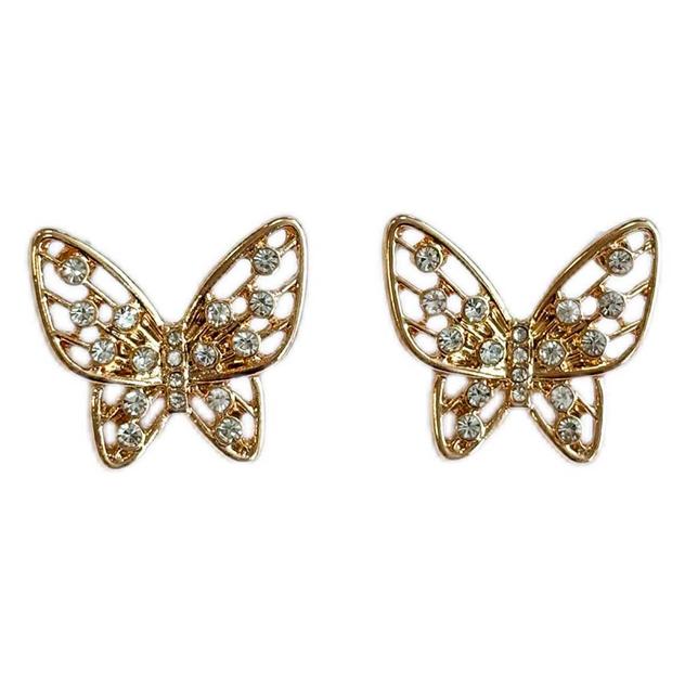 Ashley Gold-Tone Crystal Butterfly Stone Studs Earrings