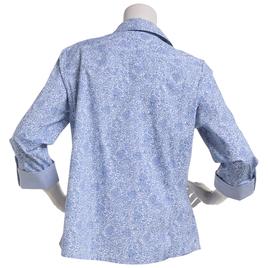 Petite Emily Daniels Paisley Knit To Fit Button Front Blouse