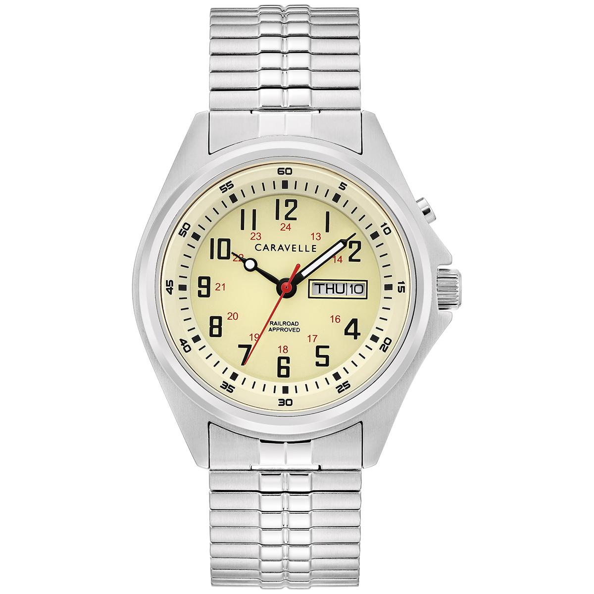Mens Caravelle Stainless Luminescent Expansion Watch - 43C124