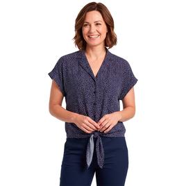 Womens Adrianna Papell Extend Sleeve Tie Front Dot Blouse