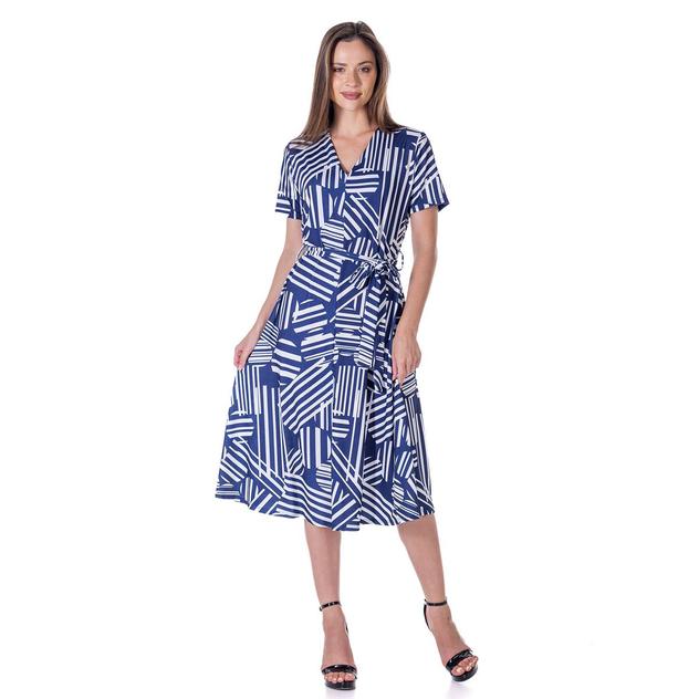 Womens 24/7 Comfort Apparel Tie Waist Fit & Flare Dress
