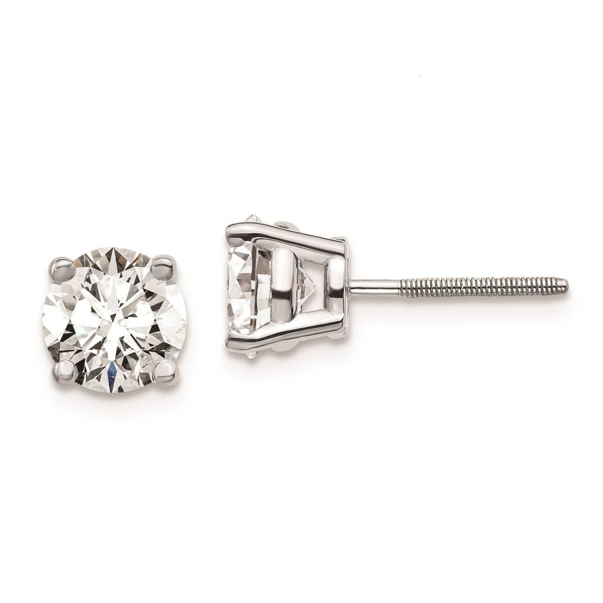 Pure Fire 14kt White Gold 2ctw. Certified Diamond Screw Earrings
