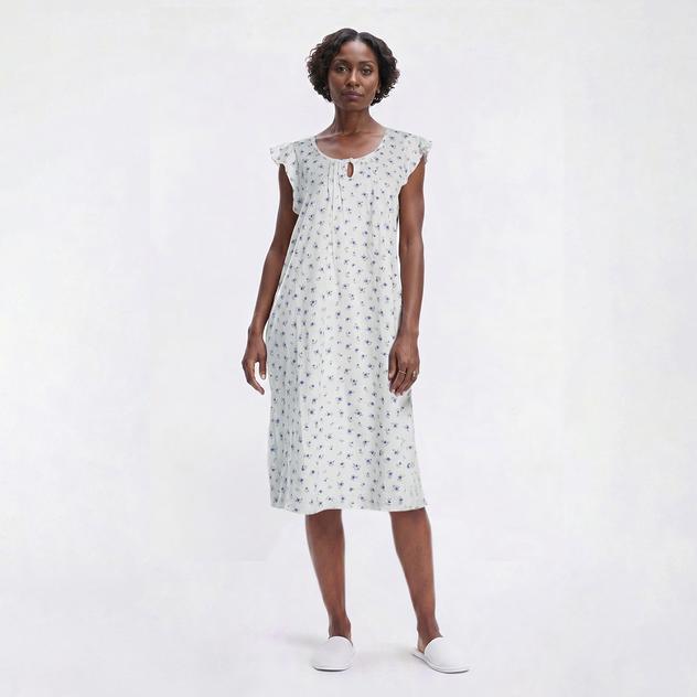 Womens Poppy & Clay Flutter Sleeve Floral Ditsy Nightgown