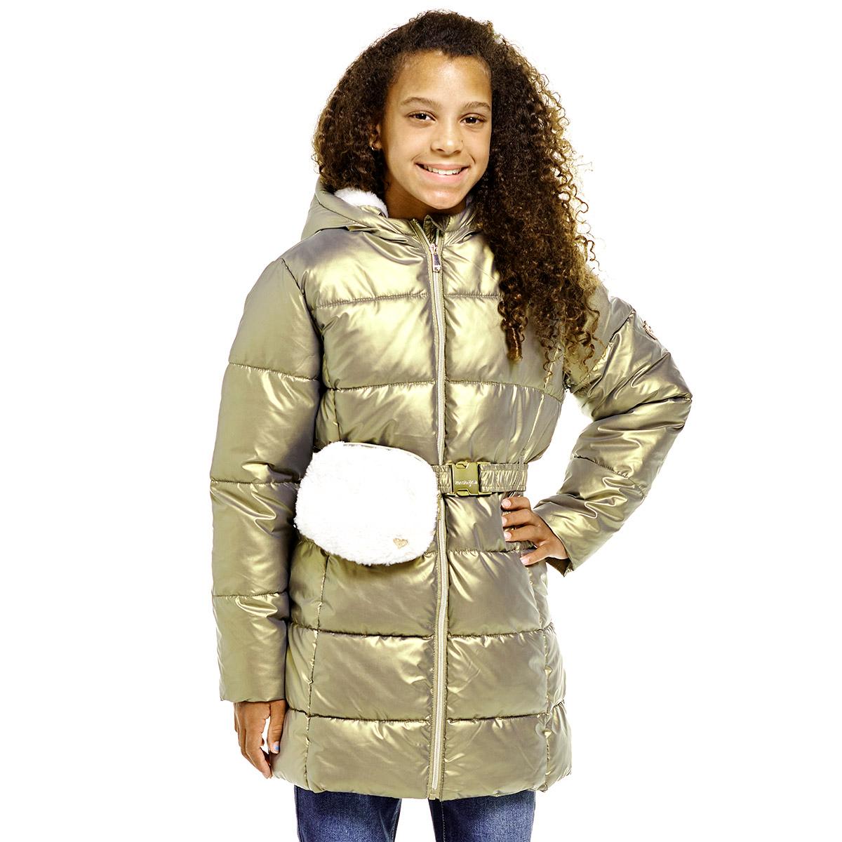 Girls (7-16) Kensie Faux Fur Lined Puffer Coat with Fanny Pack
