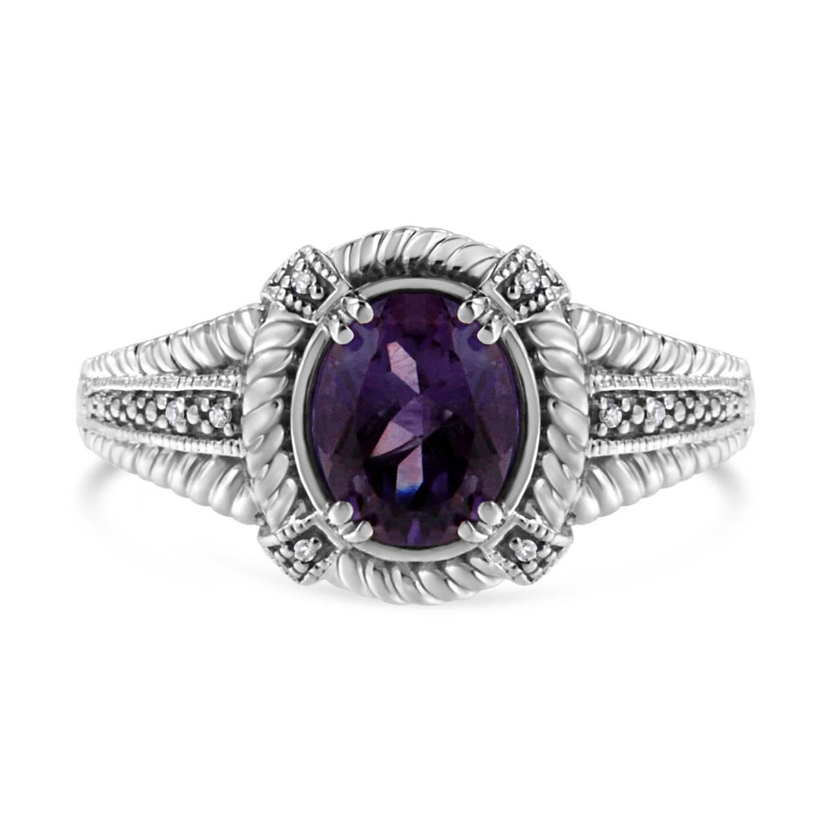Haus of Brilliance Sterling Silver Amethyst Diamond Accent Ring
