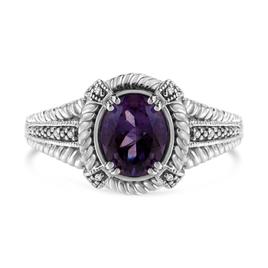Haus of Brilliance Sterling Silver Amethyst Diamond Accent Ring
