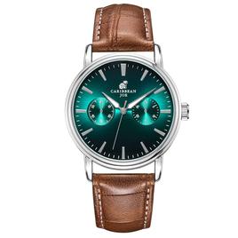 Mens Caribbean Joe Silver-Tone Teal Dial Watch - CJ7155SL