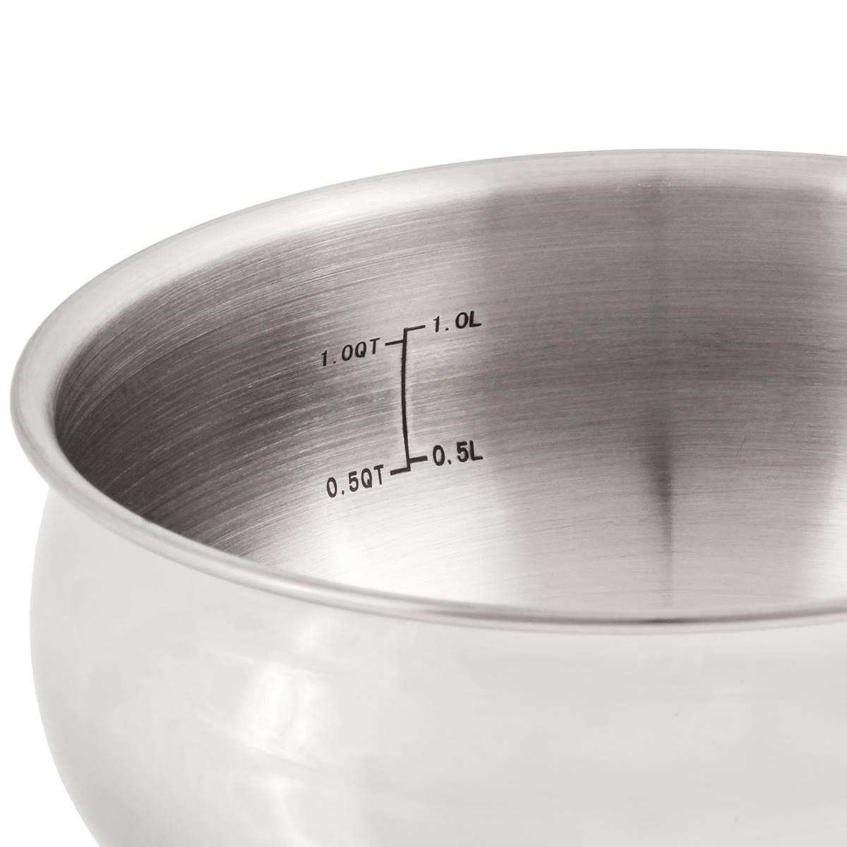 BergHOFF Belly Shape Stainless Steel 6.25in Saucepan w/ Glass Lid