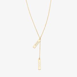 Gold Classics(tm) Double Bar w/ Heart & Mom Lariat Necklace